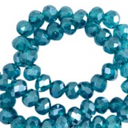 Top Facet kralen 3x2mm disc Danube blue-pearl shine coating